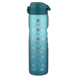 Leak Proof 1 Litre Water Bottle with Times to Drink, Recyclon, Teal & Blue, 1L - Hstrends