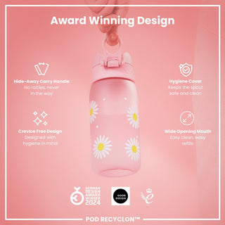 Leak Proof Kids Water Bottle, Recyclon, Daisies, 350ml (12oz) - Hstrends