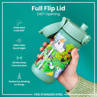 Leak Proof Kids Water Bottle, Stainless Steel, Farming Animals, 400ml (13oz) - Hstrends