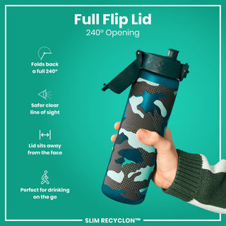 Leak Proof Slim Water Bottle, Recyclon, Camouflage, 500ml (18oz) - Hstrends