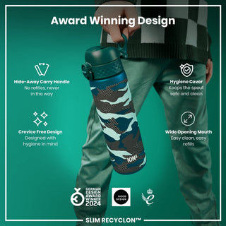 Leak Proof Slim Water Bottle, Recyclon, Camouflage, 500ml (18oz) - Hstrends