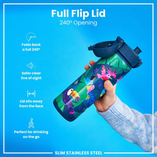 Leak Proof Slim Water Bottle, Stainless Steel, Exotic Birds, 600ml (20oz) - Hstrends