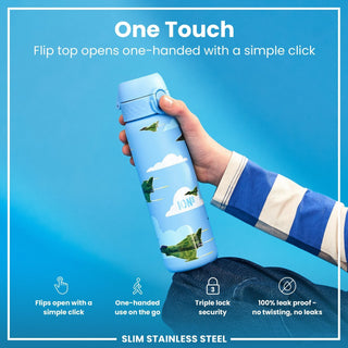 Leak Proof Slim Water Bottle, Stainless Steel, Fighter Jets, 600ml (20oz) - Hstrends