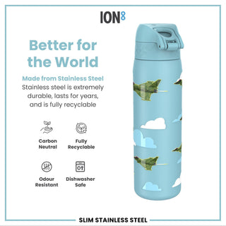 Leak Proof Slim Water Bottle, Stainless Steel, Fighter Jets, 600ml (20oz) - Hstrends