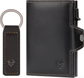 Leather Smart Card Wallet Coin Pocket RFID Blocking Wallet & Leather Keyring - Hstrends