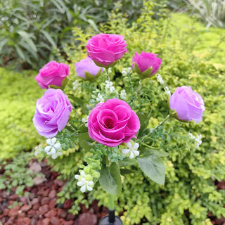 LED Solar Outdoor Garden Light with Dual - Color Roses - Hstrends