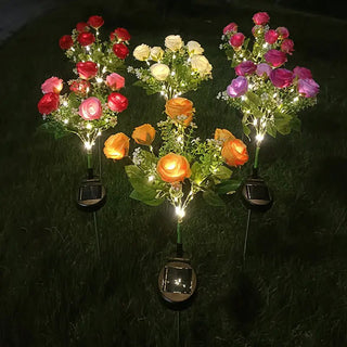 LED Solar Outdoor Garden Light with Dual - Color Roses - Hstrends