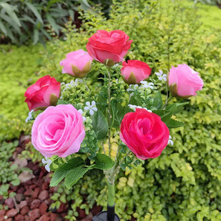 LED Solar Outdoor Garden Light with Dual - Color Roses - Hstrends