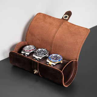 Vintage Leather Watch Roll Case for him