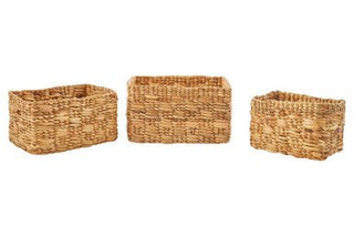 Lidi Set of 3 Natural Water Hyacinth Storage Baskets - Hstrends