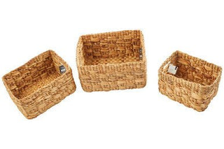 Lidi Set of 3 Natural Water Hyacinth Storage Baskets - Hstrends