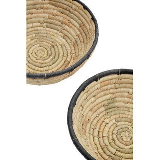 Lidi Set Of 3 Palm Leaf Baskets With Black Trim - Hstrends