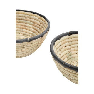 Lidi Set Of 3 Palm Leaf Baskets With Black Trim - Hstrends