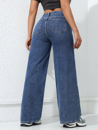 Light - Colored Washed Loose Slimming Look Floor - Length Denim Jeans - Hstrends