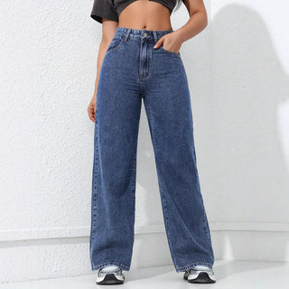 Light - Colored Washed Loose Slimming Look Floor - Length Denim Jeans - Hstrends
