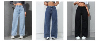 Light - Colored Washed Loose Slimming Look Floor - Length Denim Jeans - Hstrends