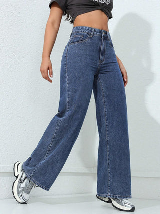 Light - Colored Washed Loose Slimming Look Floor - Length Denim Jeans - Hstrends