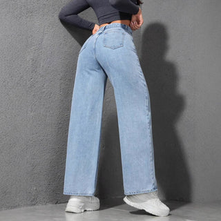 Light - Colored Washed Loose Slimming Look Floor - Length Denim Jeans - Hstrends
