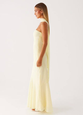 Light yellow Fishtail dress Tight Waist Slimming maxi dress - Hstrends