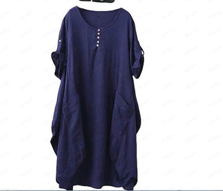 Linen Lantern Loose-fitting Dress - Hstrends