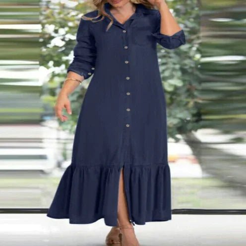 Long blue Denim maxi Dress - Hstrends