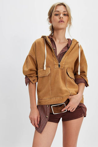 Long Sleeve Loose Casual Hooded Washed Denim Jacket - Hstrends