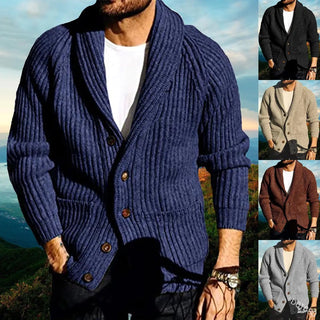 Long Sleeve Solid Color Knit Lapel Outerwear - Hstrends