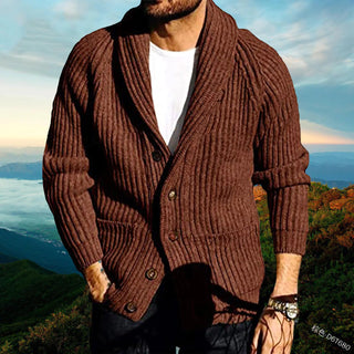 Long Sleeve Solid Color Knit Lapel Outerwear - Hstrends