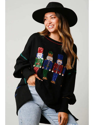 Long - Sleeved Christmas Sequined Sweater - Hstrends