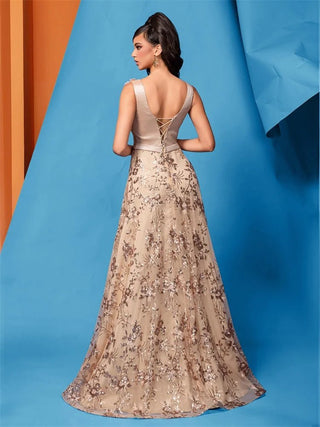 Long V - Neck Floral Sleeveless Chiffon maxi Dress - Hstrends