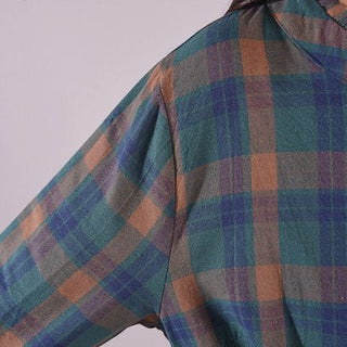 Loose Waist Slimming Look Lace - Up Mid - Length Plaid Dress - Hstrends