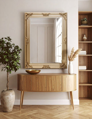 Lora Gold Finish Wooden Frame Wall Mirror - Hstrends
