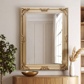 Lora Gold Finish Wooden Frame Wall Mirror - Hstrends