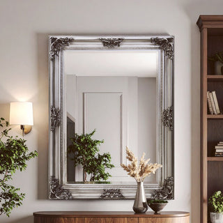 Lora Silver Wooden Frame Wall Mirror - Hstrends