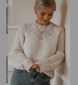 Love & Roses ivory white textured woven super soft knitted mix long sleeve jumper - Hstrends