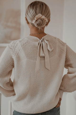 Love & Roses ivory white textured woven super soft knitted mix long sleeve jumper - Hstrends