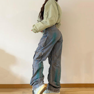 Low Waist multi pocket cargo style Denim - Hstrends