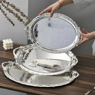 Luxury Dessert Display Gold Edge Silver Bottom Decoration Storage Tray - Hstrends