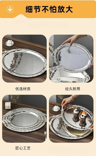 Luxury Dessert Display Gold Edge Silver Bottom Decoration Storage Tray - Hstrends