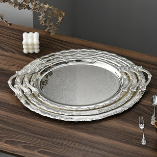 Luxury Dessert Display Gold Edge Silver Bottom Decoration Storage Tray - Hstrends