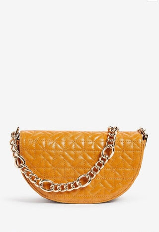 Mango Yellow PU leather padded with boxy chain strap handle - Hstrends