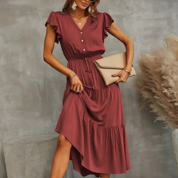 Manuela Plain Midi Dress - Hstrends