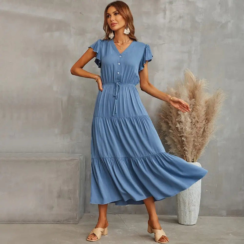 Manuela Plain Midi Dress - Hstrends