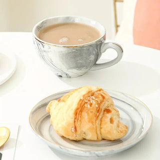 Marble Espresso Cup and Saucer Set with Gold Edge - Hstrends