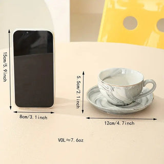 Marble Espresso Cup and Saucer Set with Gold Edge - Hstrends