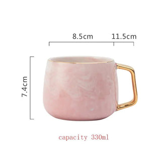 Marble Pattern Ceramic Tea Cup Set with Gold Trim - Hstrends