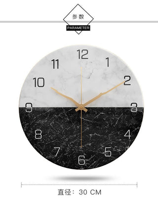 Marble Texture Metal Living Room Round Wall Clock 30 CM - Hstrends