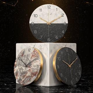 Marble Texture Metal Living Room Round Wall Clock 30 CM - Hstrends