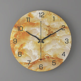 Marble Texture Metal Living Room Round Wall Clock 30 CM - Hstrends
