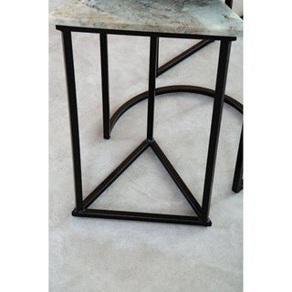 Marble Top Nest of 3 Tables with Black Metal Bases in Assorted Tones and Shapes, Mandoli - Hstrends